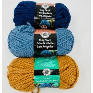 Loops and Thread Yarn Cozy Wool 50/50 Wool Acrylic LOT Blue Navy Golden Rod Gold